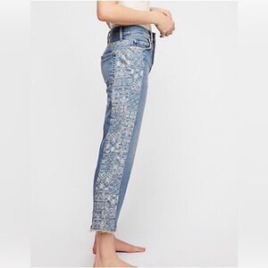 We The Free Light Blue Embroidered Side-Panel Boyfriend Jeans